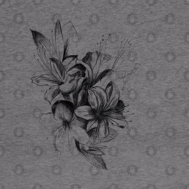 Hand drawn black and white orchid flowers by Arch4Design